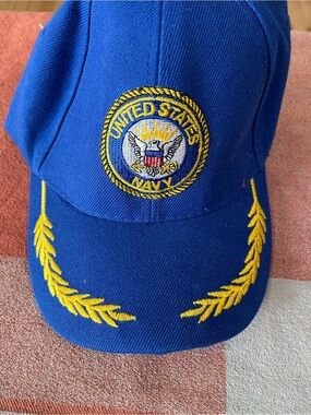 United States Navy Embroidered Blue Cap with Gold Laurel